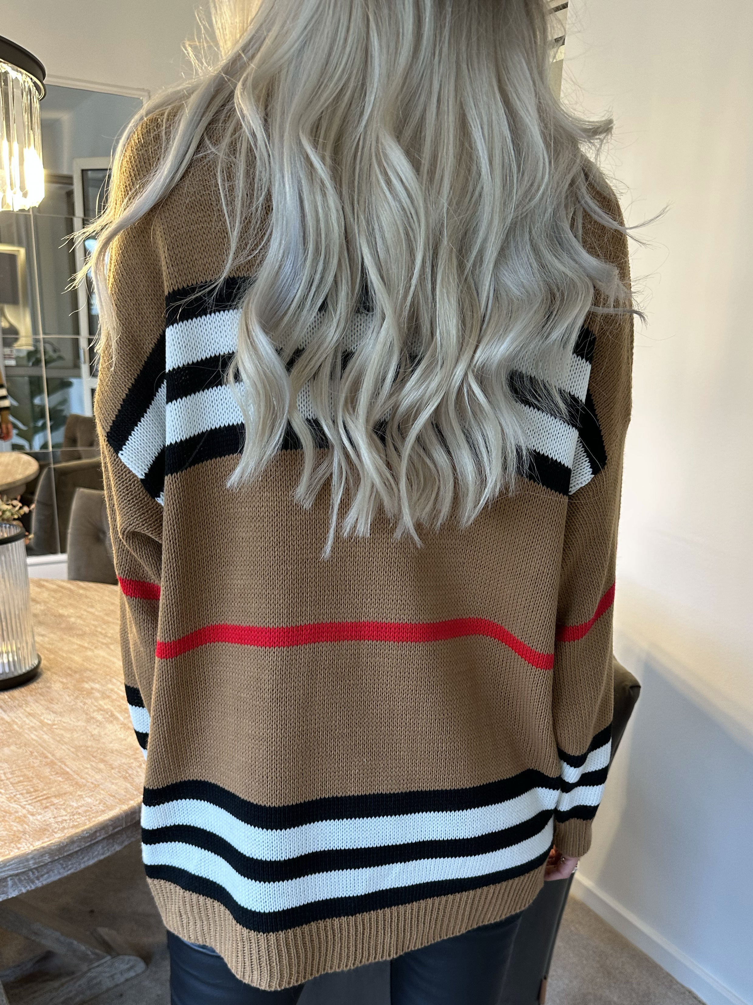 Ebba - Stribet striktrøje med krave